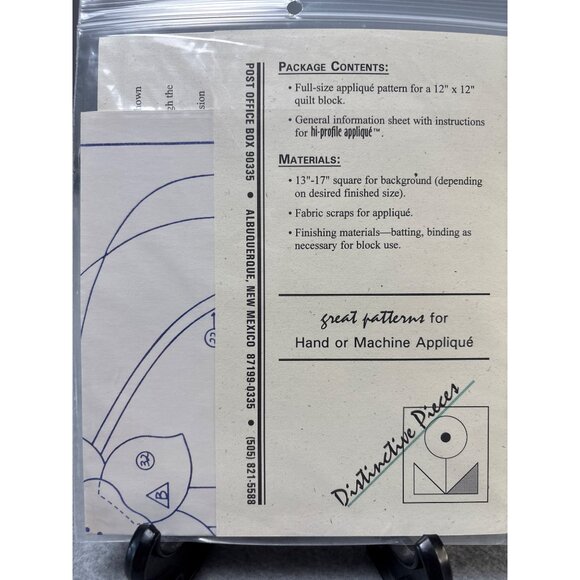 Narcissus Quilt Appliqué Pattern Distinctive Designs #90-32 12"x12" Flower Desig - Picture 3 of 4